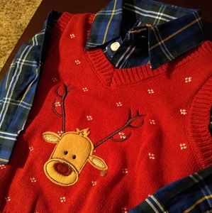 Dockers 3/6 Month 3 Piece Reindeer Outfit NWT